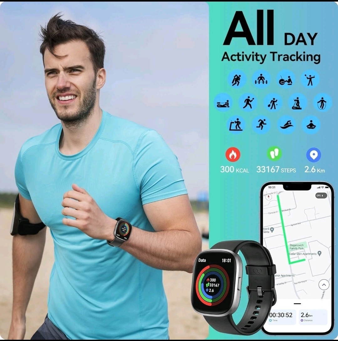 Anyloop 1.83” HD Smart Watches for Men Women IP68 Waterproof Fitness Tracker