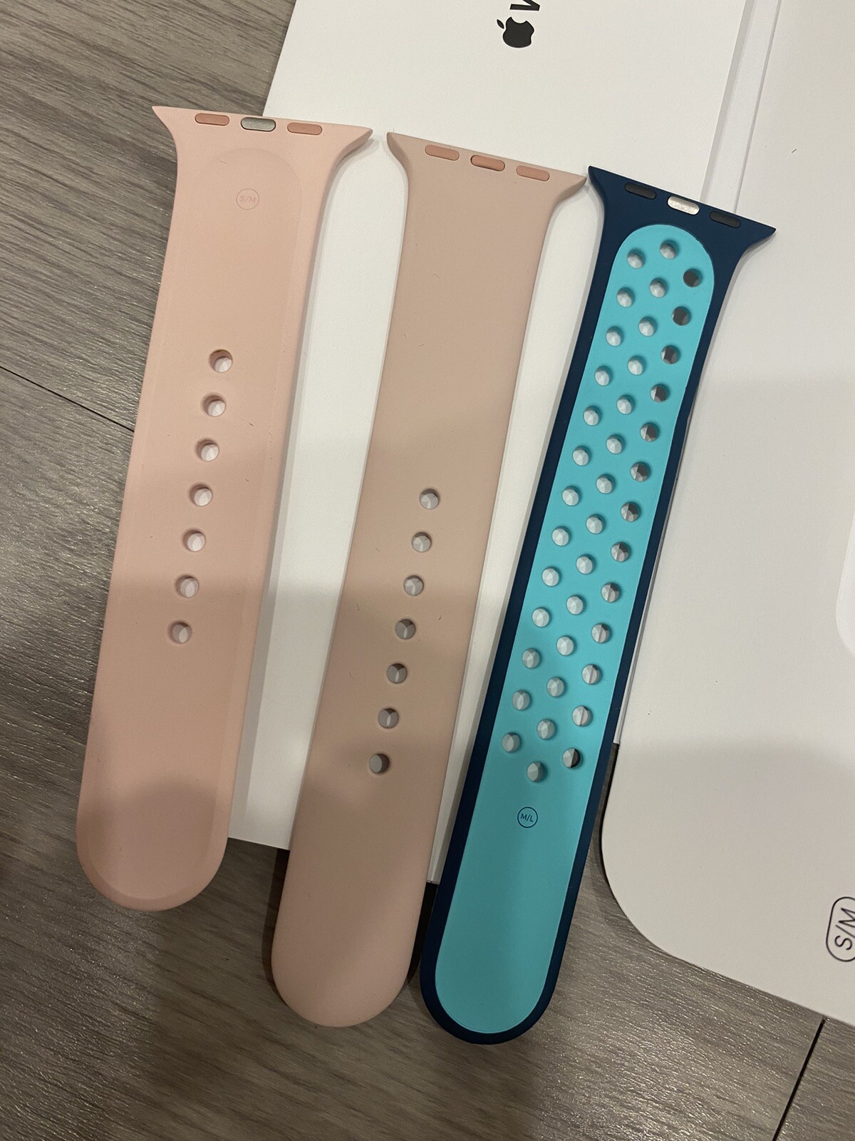 *APPLE* Watch Series Pink Sand Sport Bands 1 Blue And 2 Pink (Lot Of 3) S/M M/L