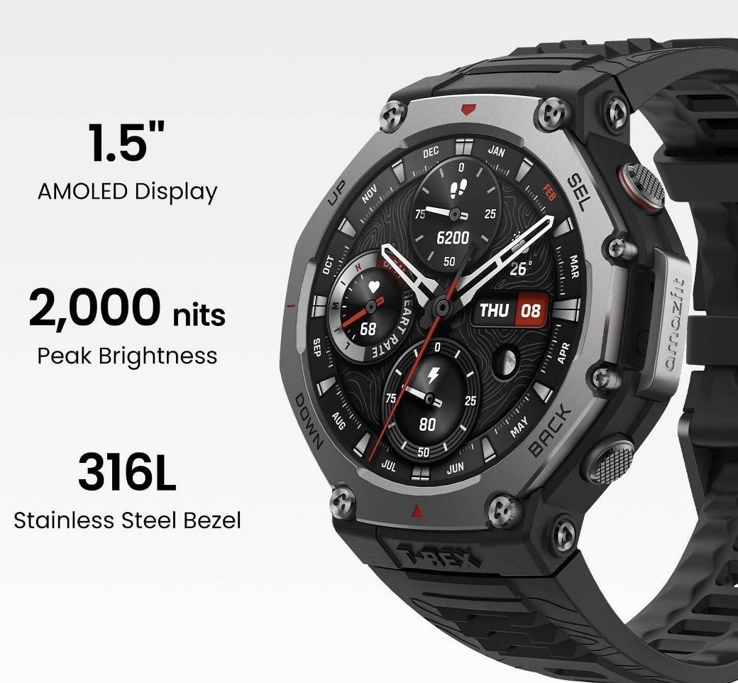Amazfit T-Rex 3 – 48.5mm Fitness Smart Watch w/ Voice Control (Onyx) BRAND NEW