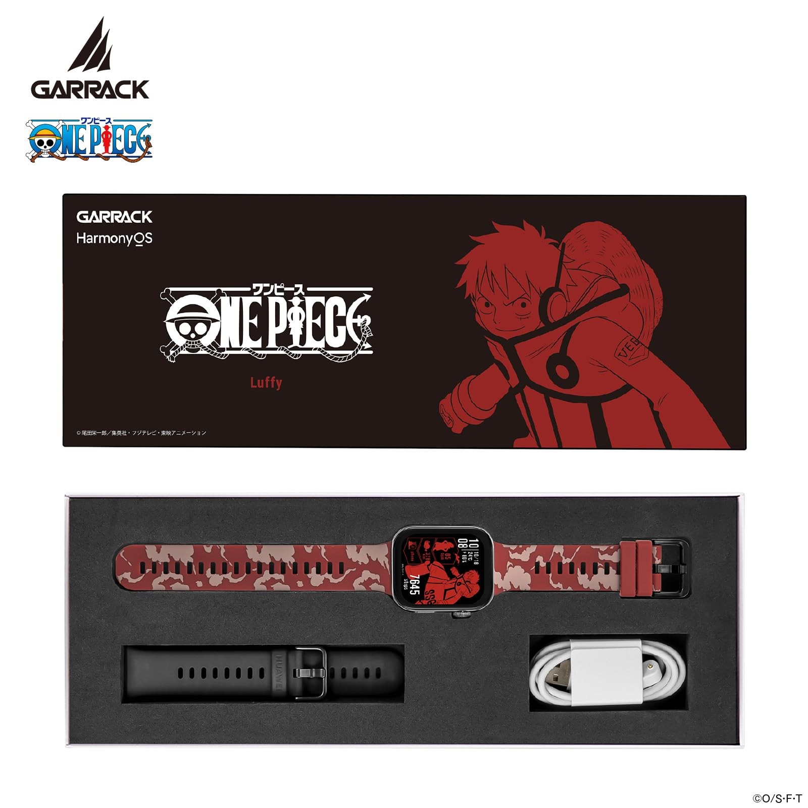 ONE PIECE Luffy Smart Watch GARRACK HUC-OP-FT3-L AMOLED Red 5ATM