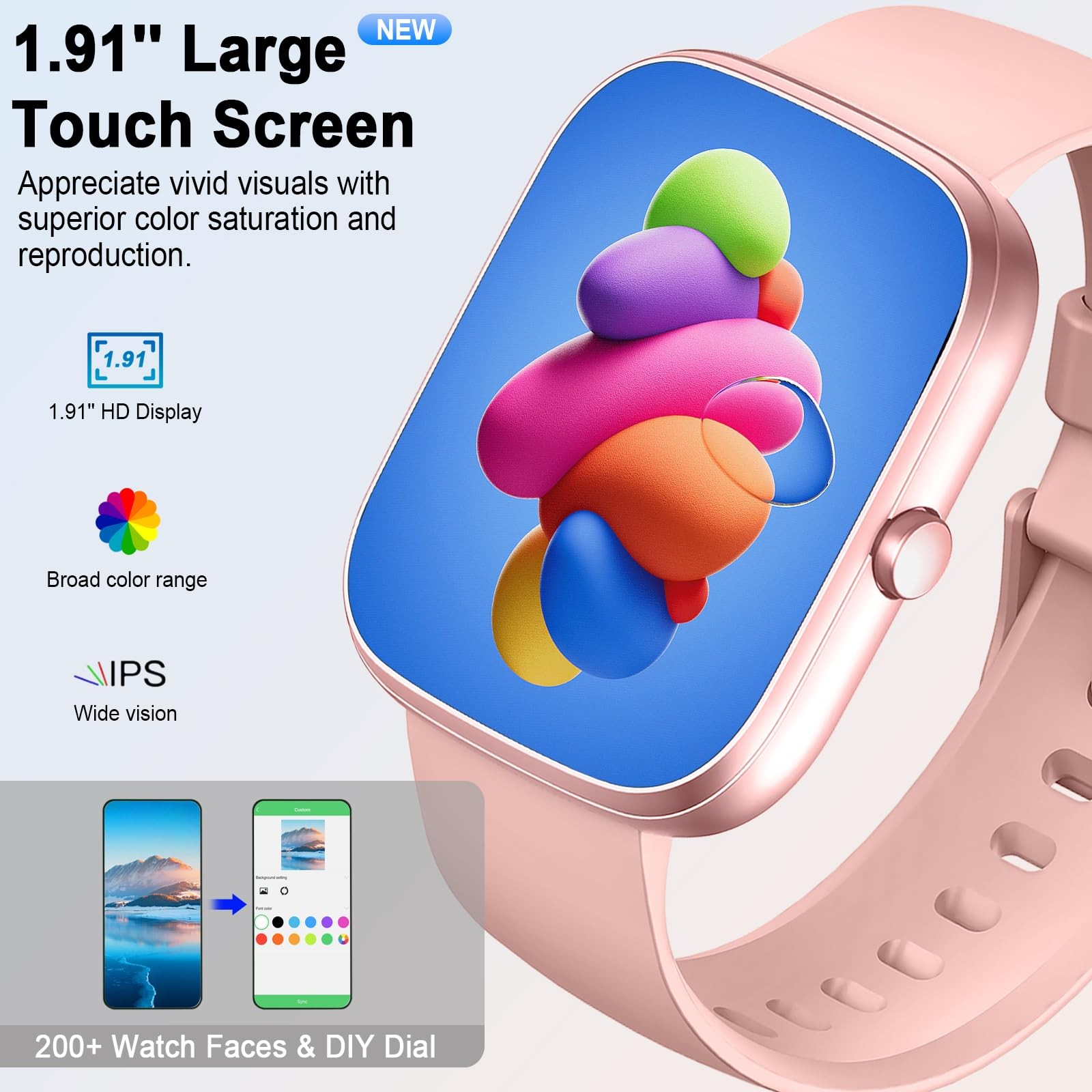 Reloj Inteligente Bluetooth de Mujer para iPhone Apple Samsung Android [Rosado]