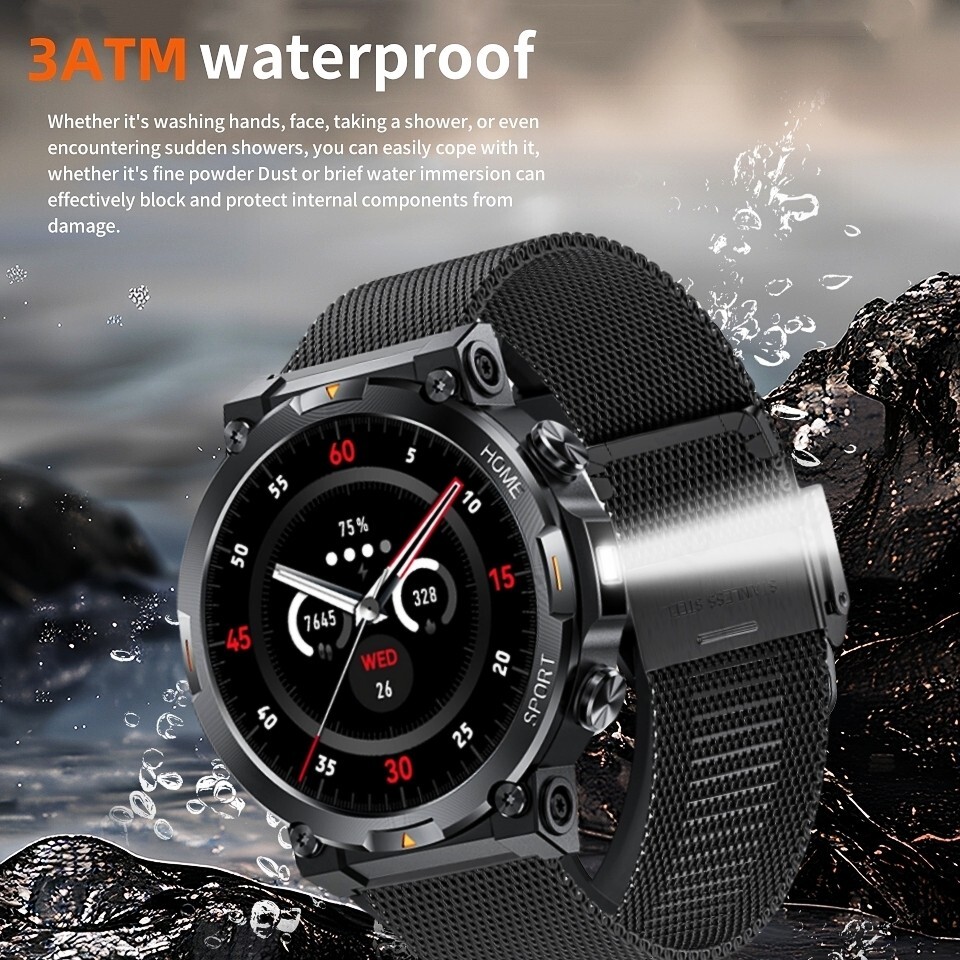 Military Smart Watch for Men Call (Answer/Make Call) 3ATM Waterproof Heart Rate