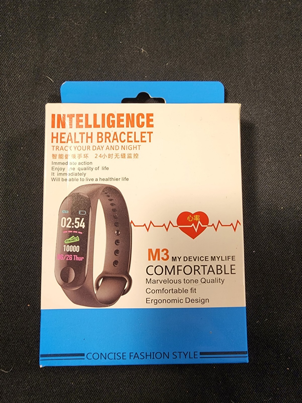 NEW M3 Intelligence Health Bracelet Heart Rate Sleep Calories Steps Clock (RED)