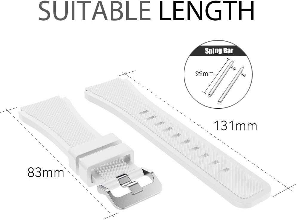 Adjustable White Silicone Sport Band for Galaxy Watch & Gear S3 – Quick Release