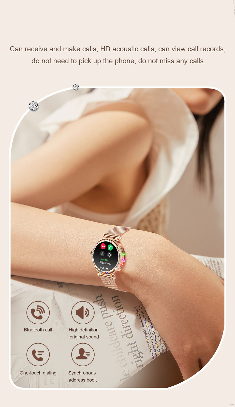 Smart Watch for Girls Women Sleep Monitor Wrist Watch Sports Fitness Tracker