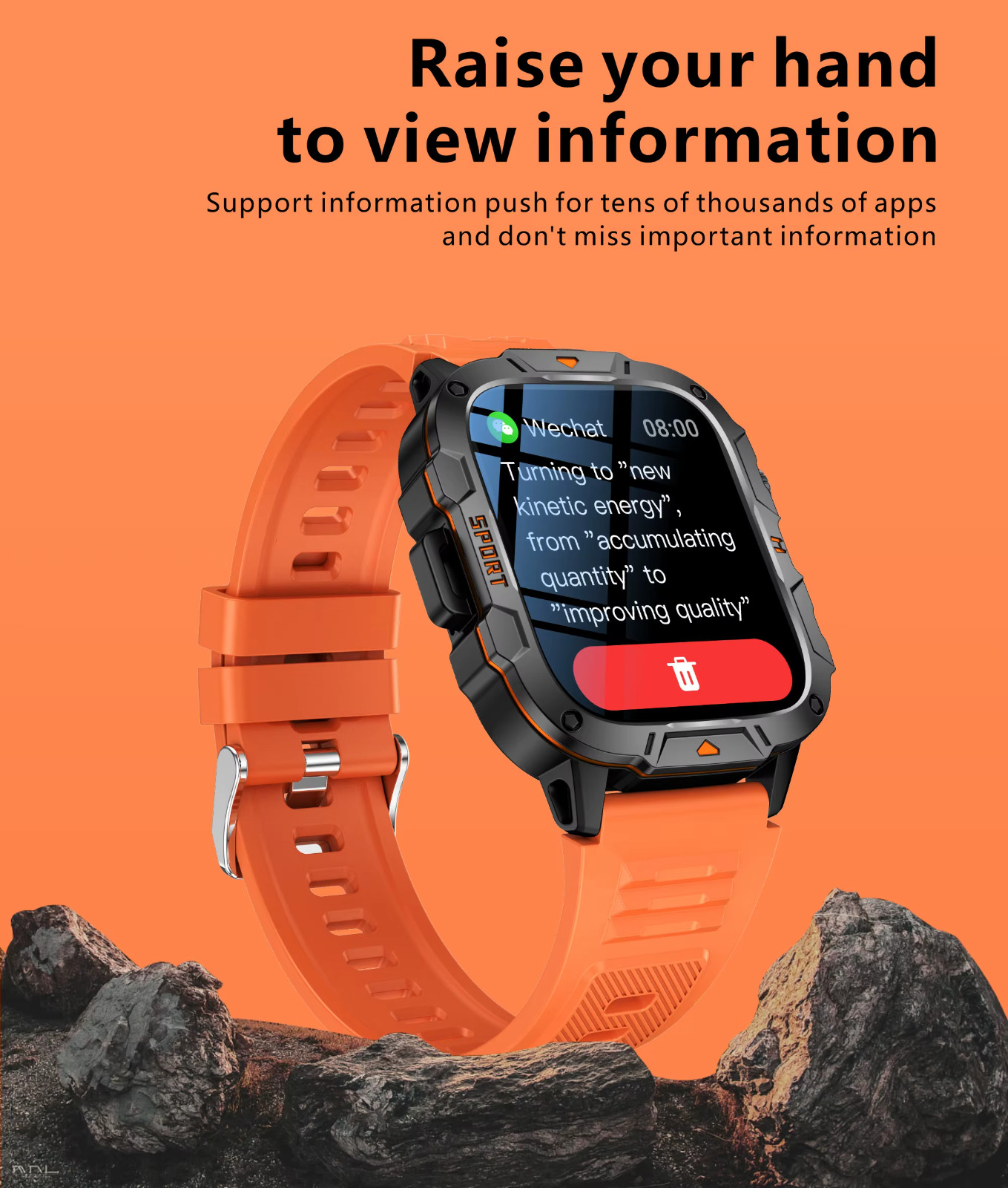 Military smart watch with built in Flashlight, QX12