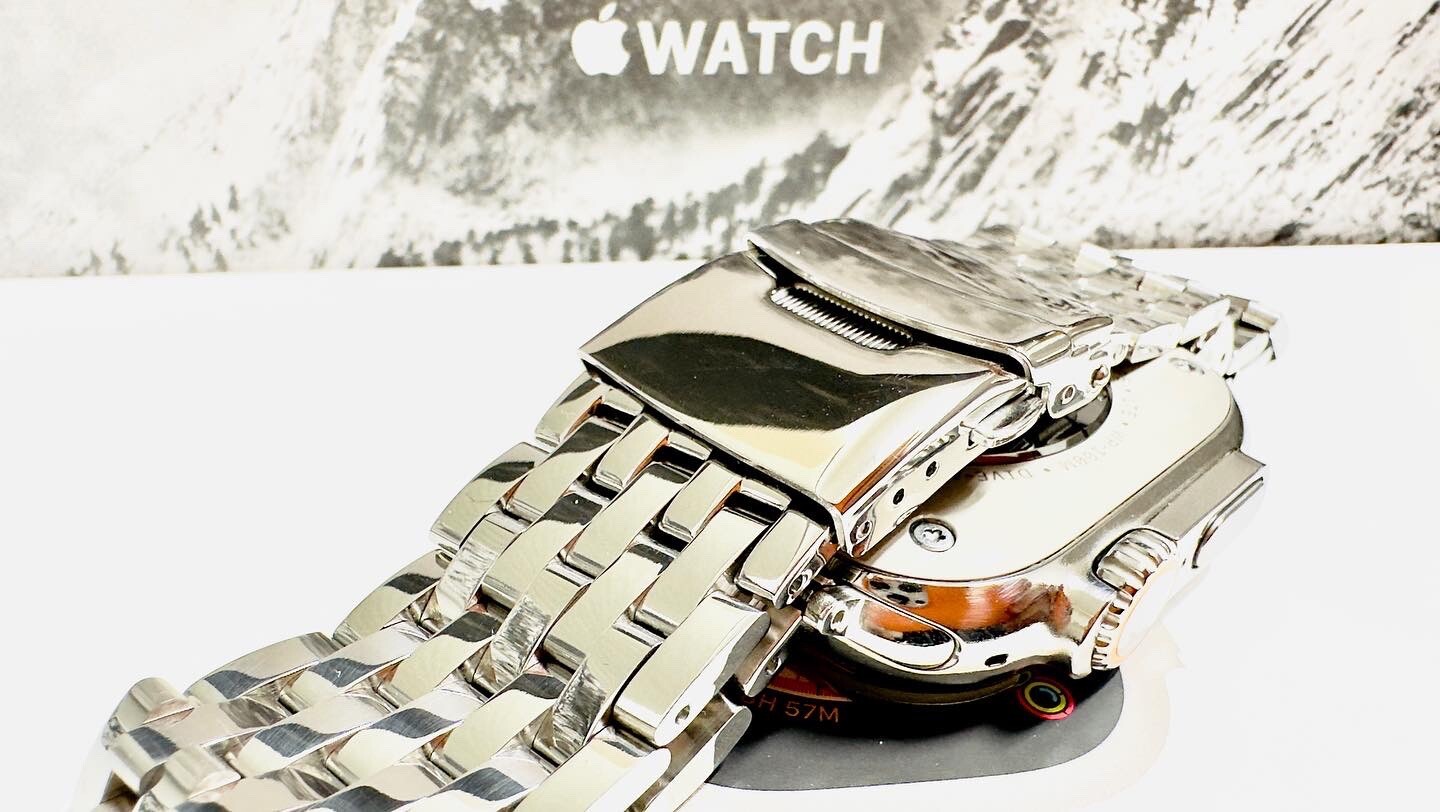 49MM Apple Watch ULTRA Custom Diamond Polished W Polished Stainless Steel 2 Band