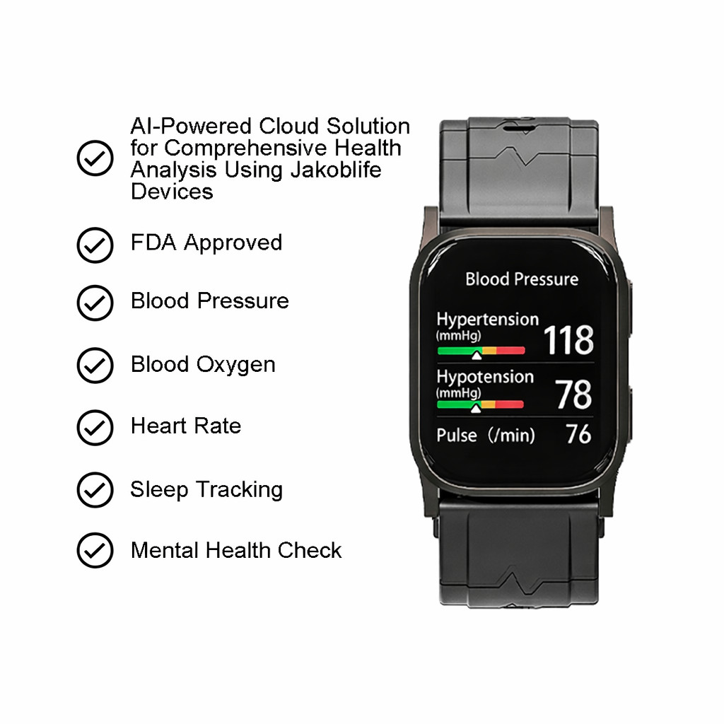 Grey Metal Blood Pressure & health matrix Smartwatch, FDA 510(k) Cleared,
