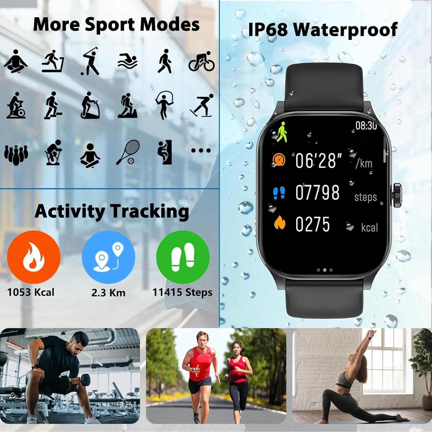 Smart Watch(Answer/Make Call), 1.85″ HD Smartwatch for Women Men, Fitness Tracke