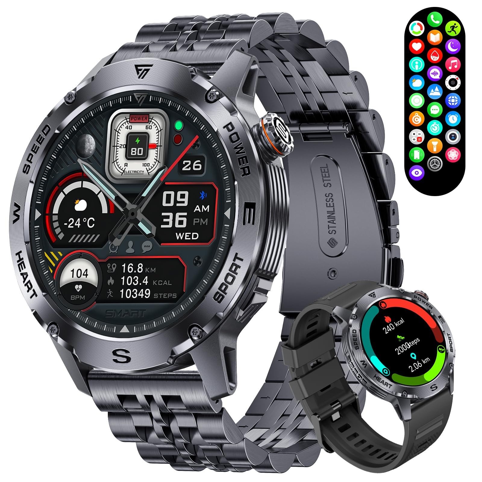 Limige Military Smart Watch For Men 1.43 Amoled Rugged Smart Watch 600Mah