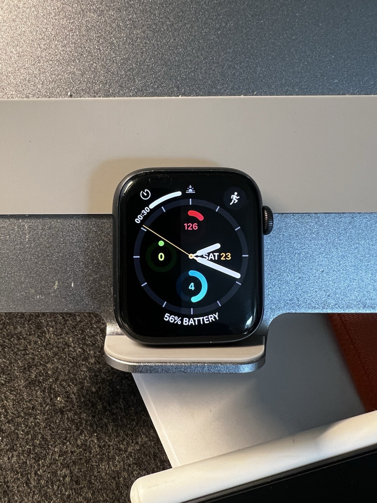 GPS Only Apple Watch SE 1st Gen 44MM Space Gray Aluminum Orange Sport Band A2352