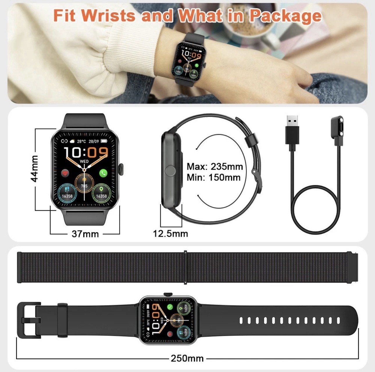1.85” HD Smart Watch for Men & Women – Fitness Tracker with Bluetooth Calling