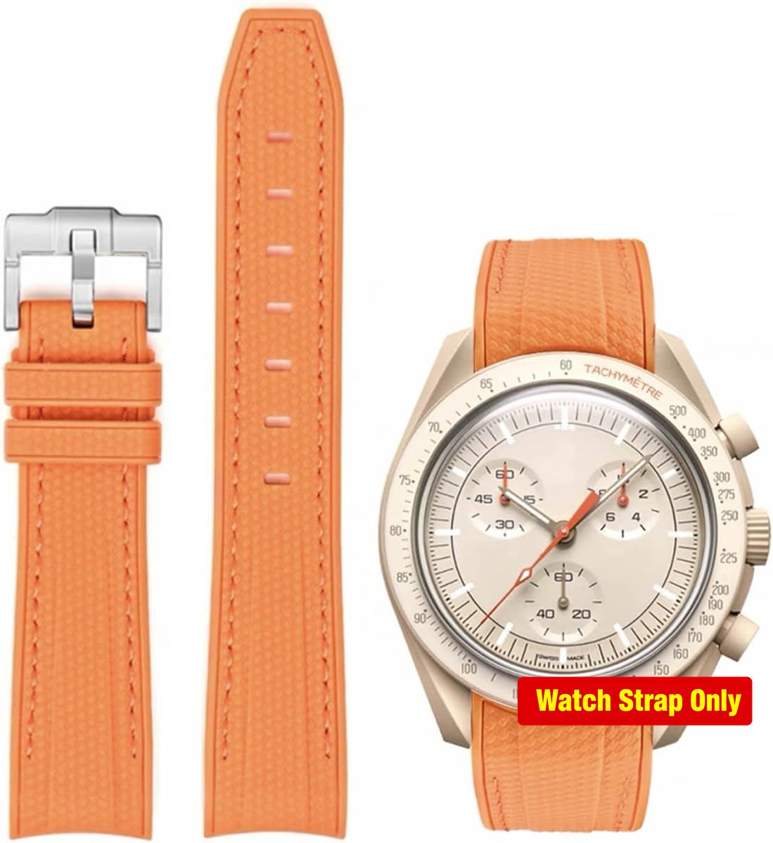 20mm Curved Rubber Strap Compatible with Omega MoonSwatch Speedmaster