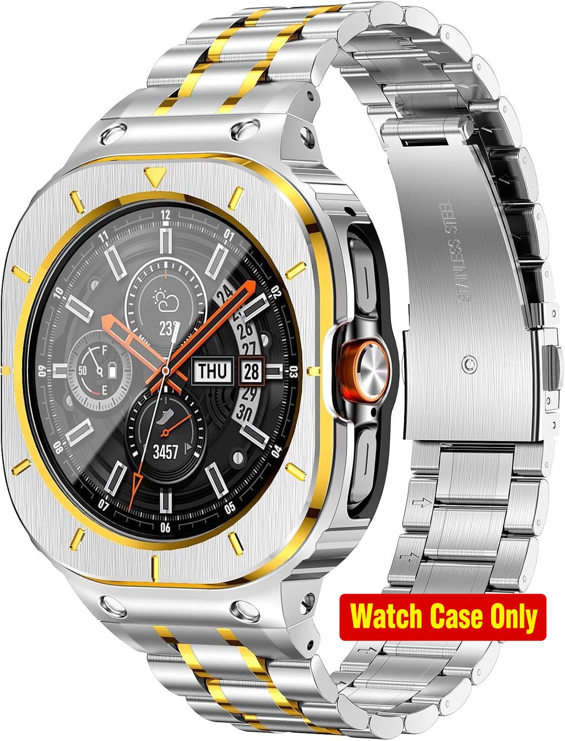 Only Case For Samsung Galaxy Watch Ultra 47mm Metal Luxury Bracelet Silver Gold
