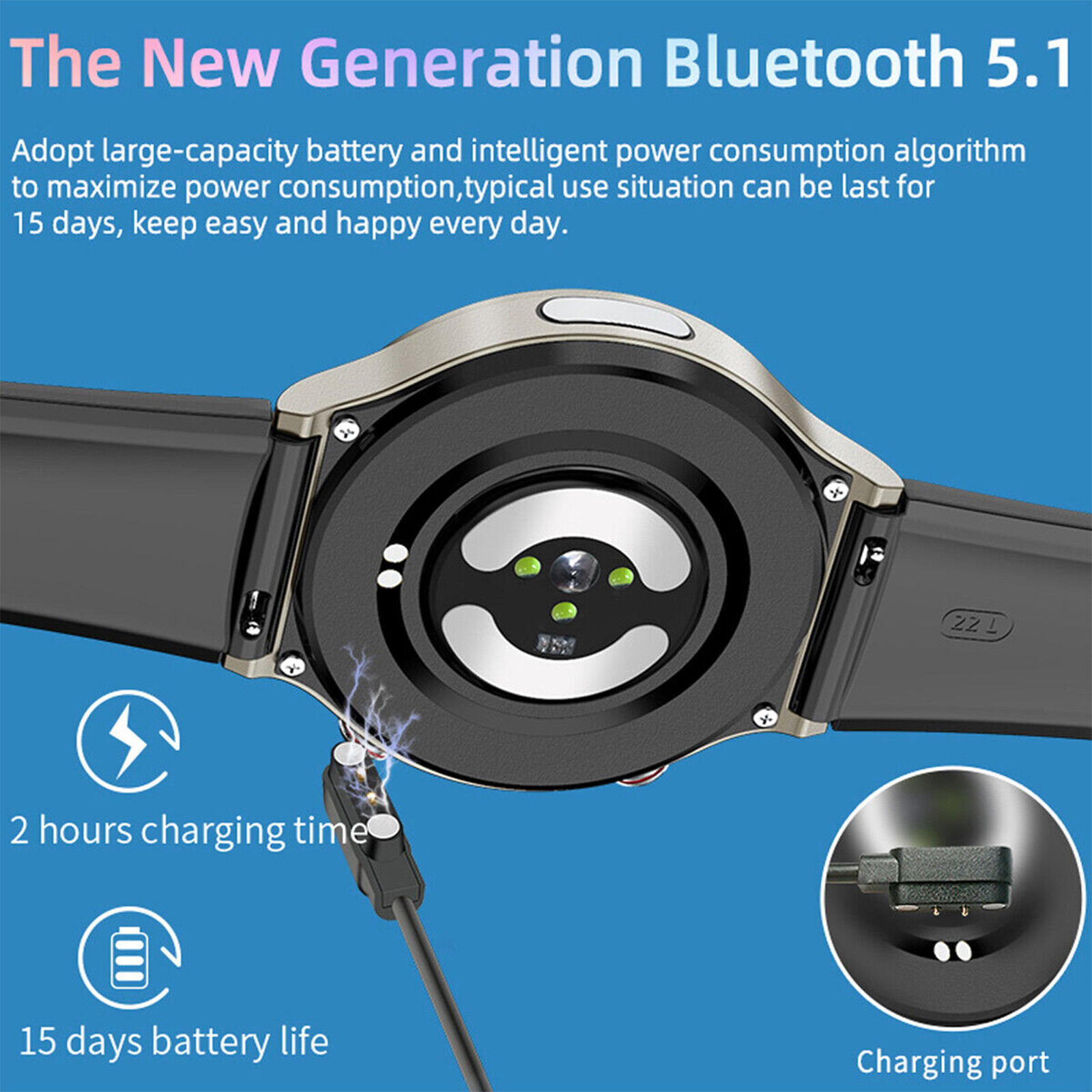 Smart Watch ECG Heart Rate Blood Oxygen Sleep Health Monitor Activity Tracker 1x