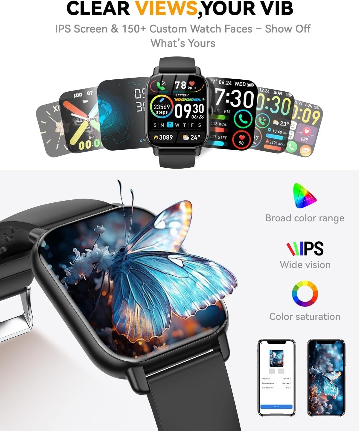 Reloj Inteligente de Mujer Hombre para Iphone Apple Samsung Android y Bluetooth