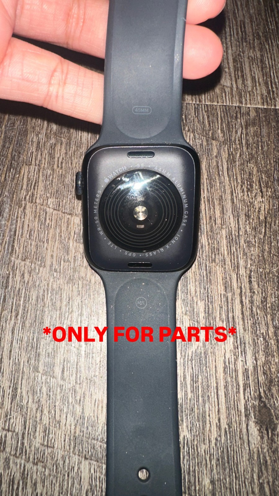 Apple Watch SE 44mm GPS Locked For Parts Repair Only – M/L Black Band