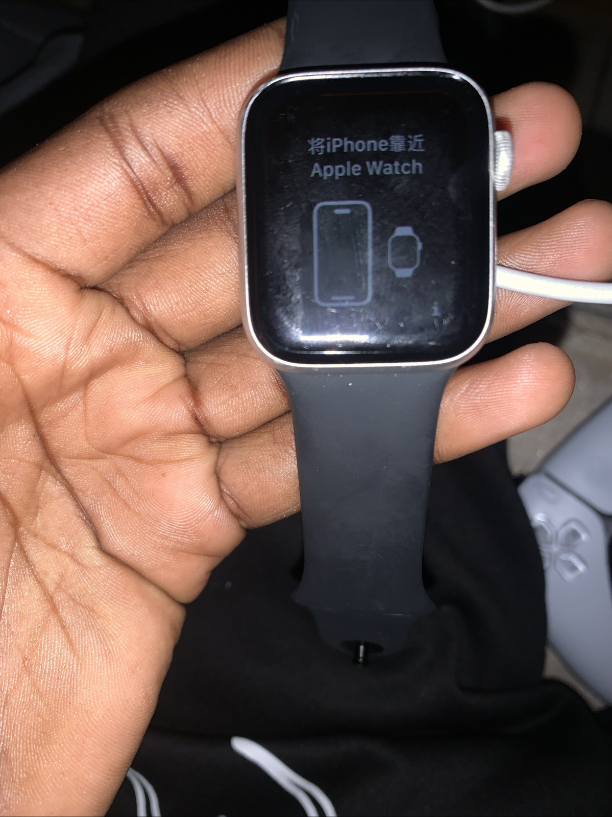Apple Watch Series 5 44mm Space Gray Aluminum Case with Black Sport Band – S/M &