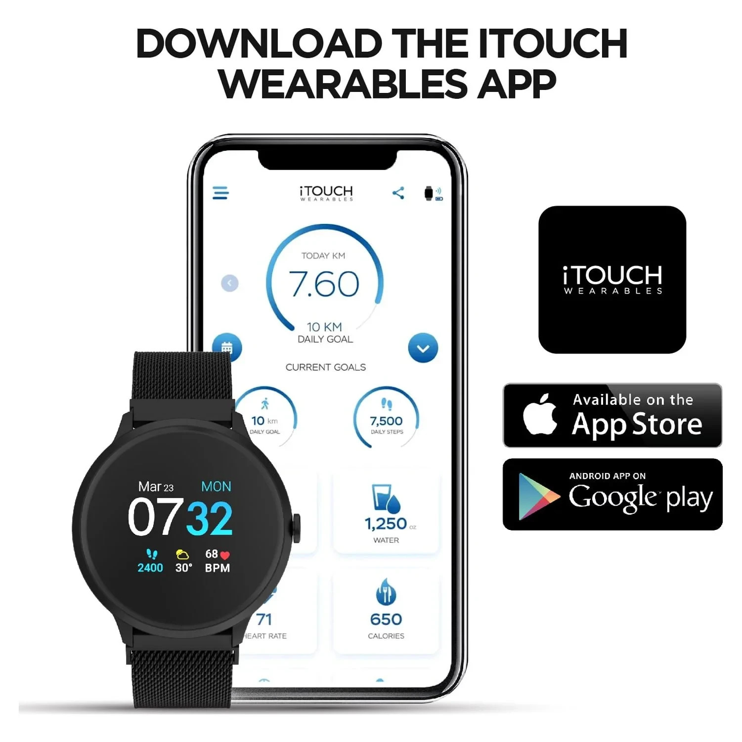 New Itouch Sport 3 Smart Watch & Fitness Tracker, (43mm), Dark Green Camo