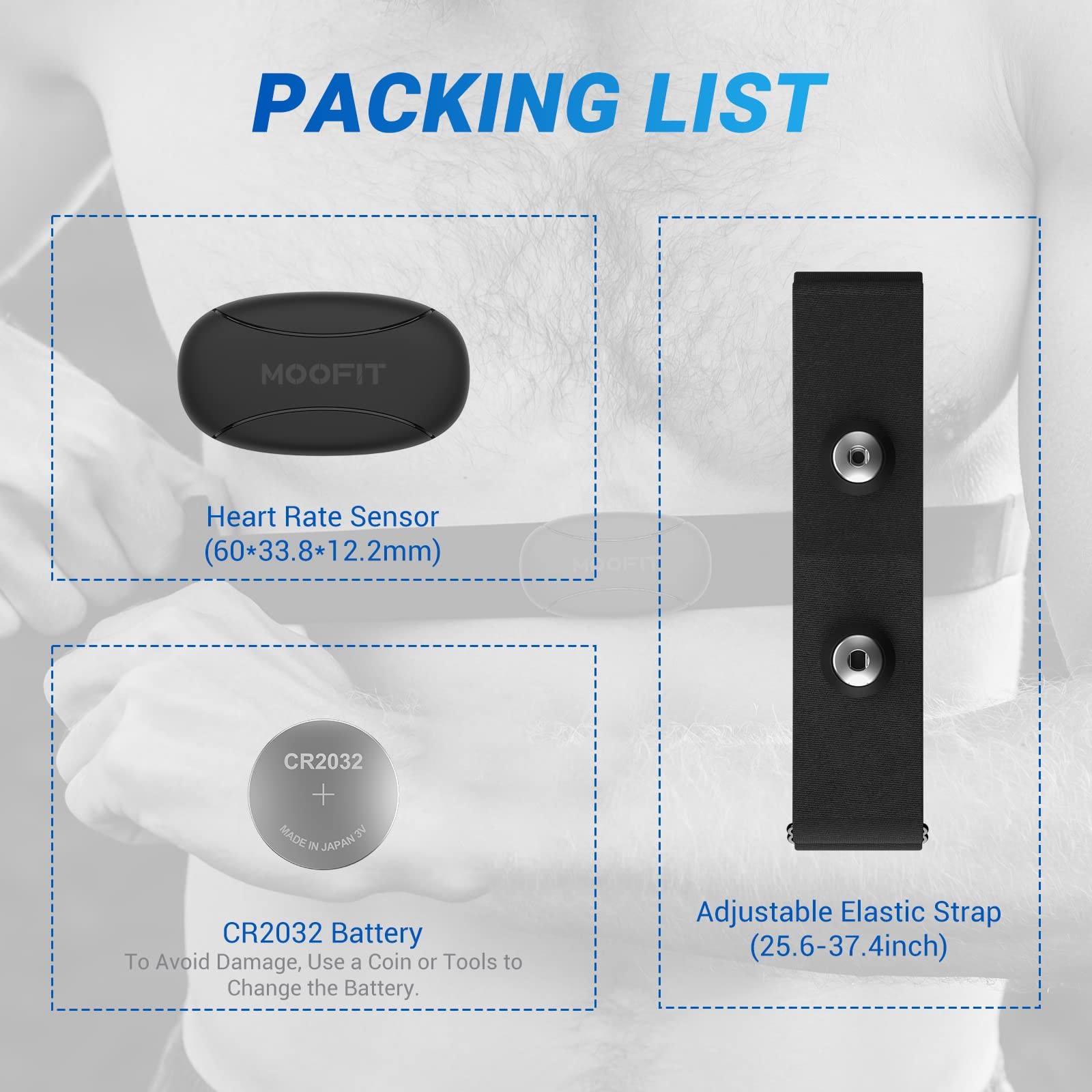 moofit HR8 Heart Rate Monitor Chest Strap, Low Energy RealTime Heart Rate Dat…