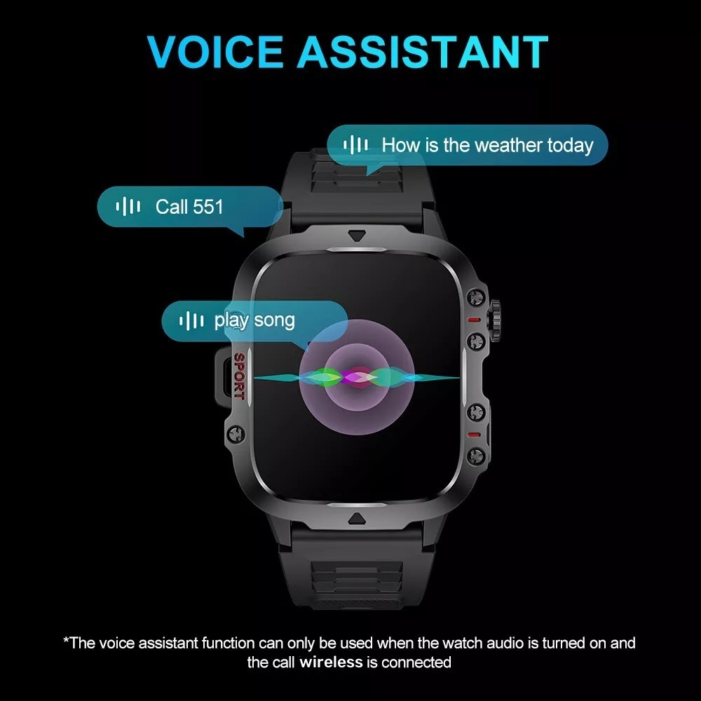 Sport Smart Watch for Men Heart Rate Fitness Tracker LED Flashlight Music Player