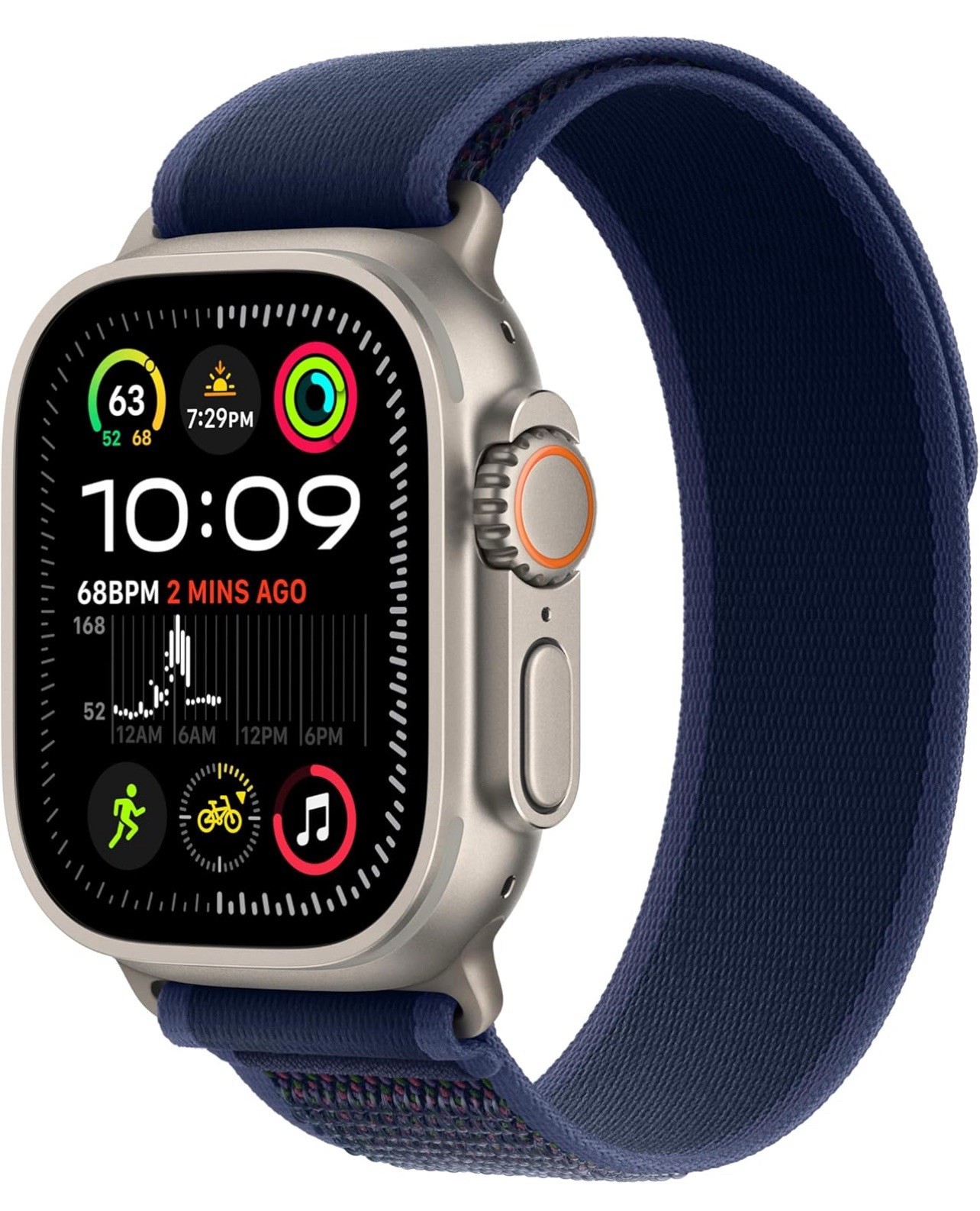Apple Watch Ultra 2 49mm GPS+Cell Titanium Case w Blue Trail Loop M/L MX4L3LW/A