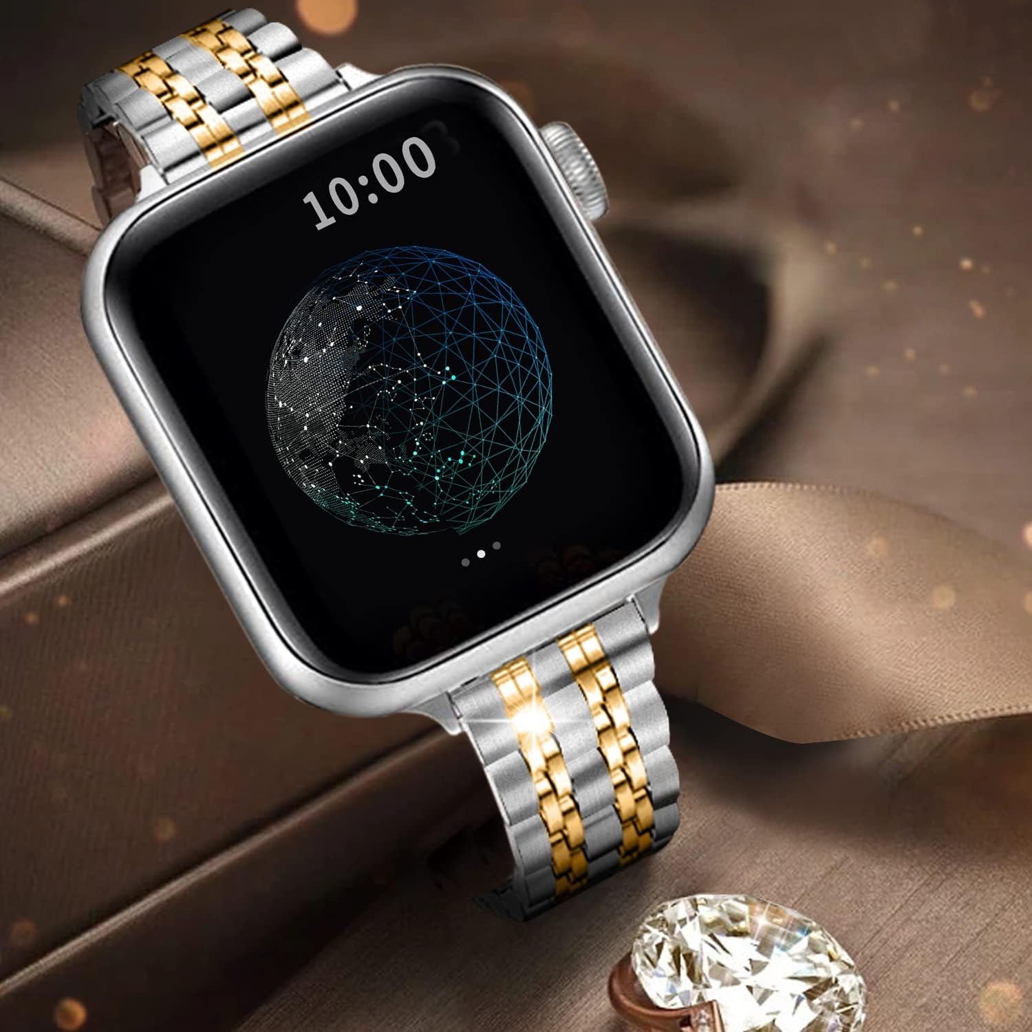 Metal Stainless Steel Strap Compatible with Apple Watch 41mm 45mm Luxury