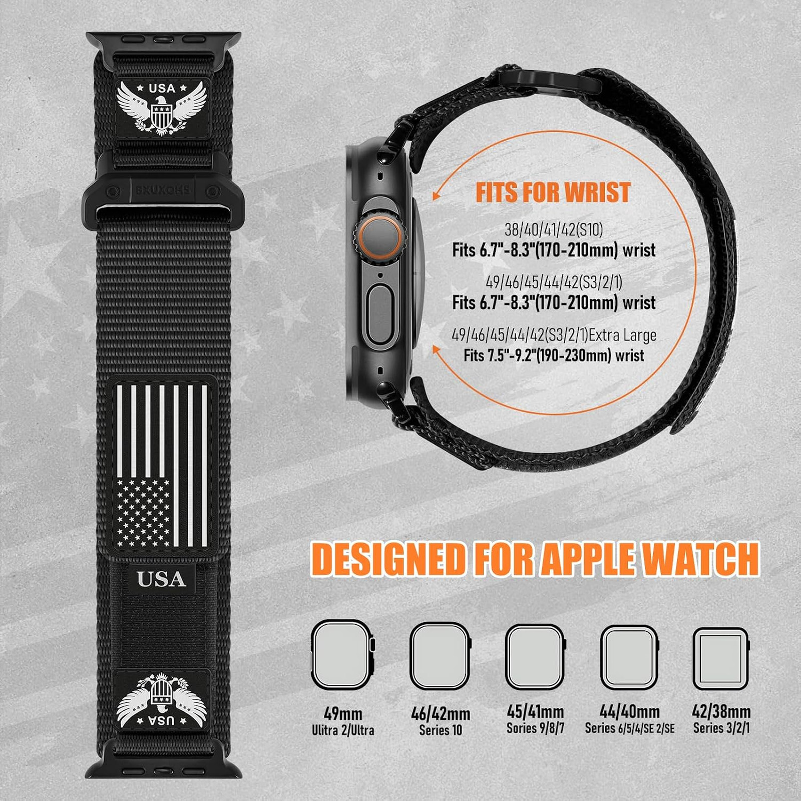 Rugged Nylon Watch Band for Apple Watch Ultra Series 3 2 1 49mm 45mm 44mm 42mm