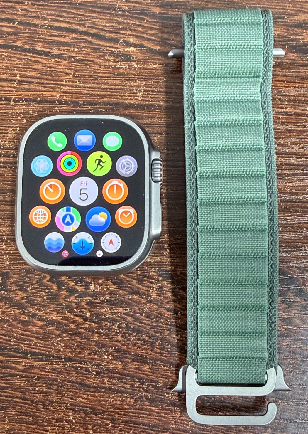 Apple Watch Ultra 49mm Titanium Case – Green Alpine Loop – Excellent – 90% Batt