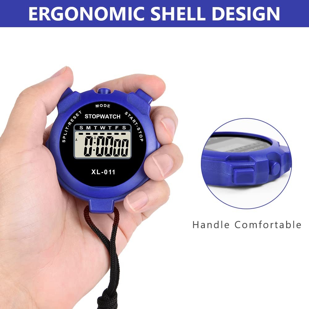 Digital Stopwatch Single Lap Split 12/24 Hour Clock for Coaches Swimming Running