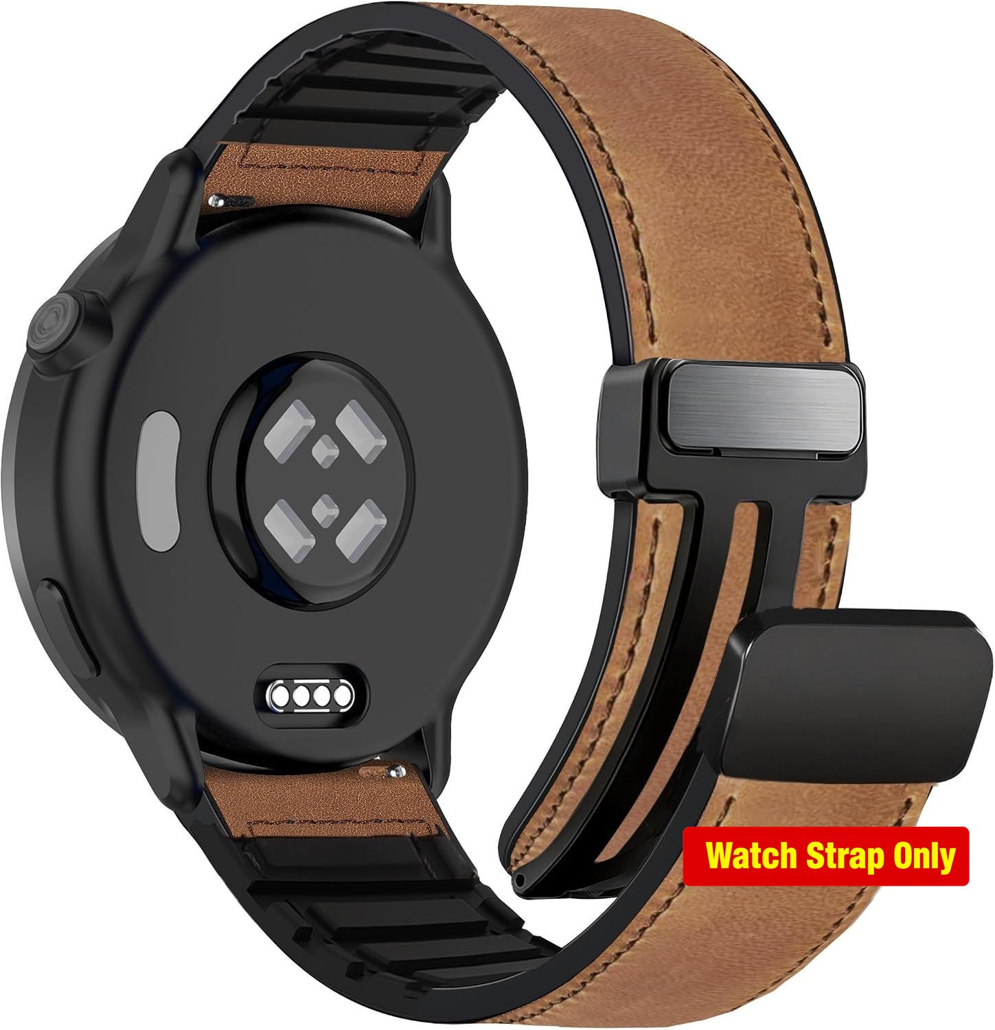 22mm Quick Release Leather Band for Garmin Venu 3 45mm, Red Brown Color