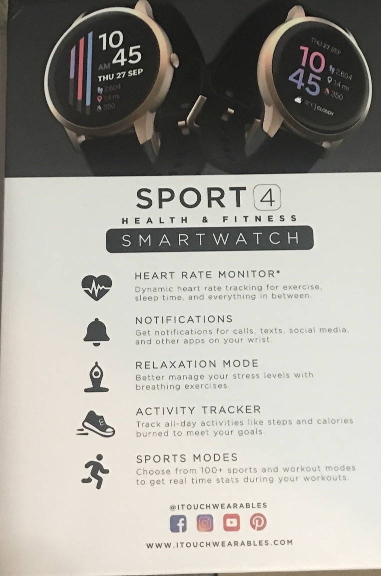 iTouch Wearables Sport 4 Smartwatch for Android & IOS Activity Tracker