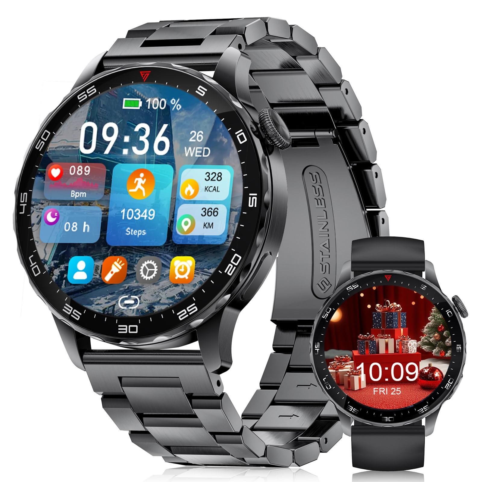 for Men with Android iOS,1.43″ AMOLED Display Screen Bluetooth Calling Fitnes…