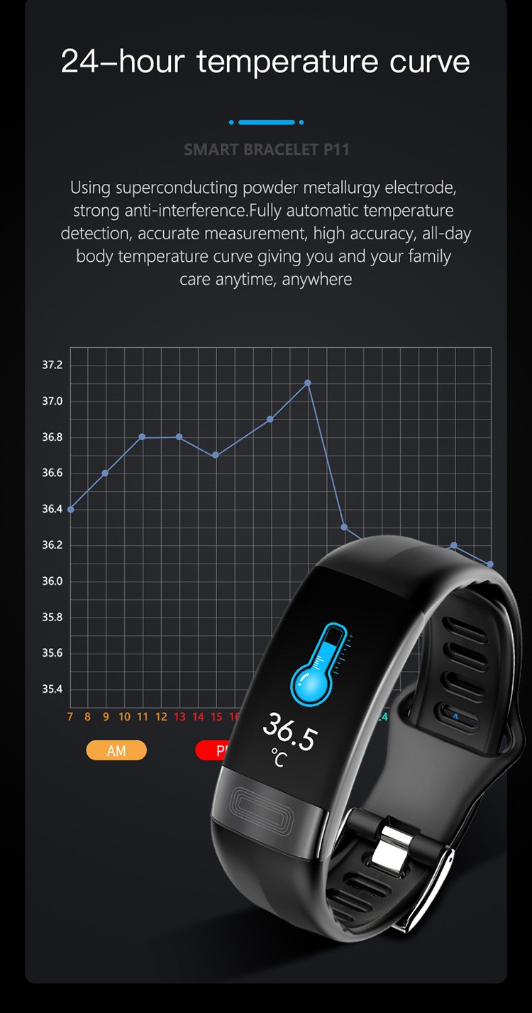 P11PLUS Smart Watch ECG Body Temperature Heart Rate SpO2 Monitor Fitness Tracker