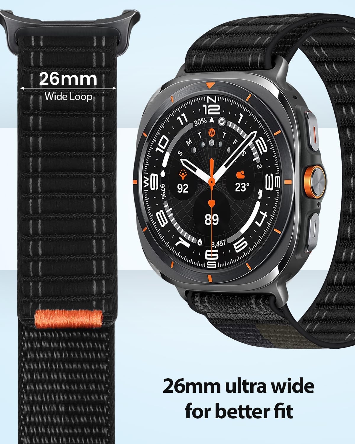 Nylon Fabric Strap Compatible with Samsung Galaxy Watch Ultra 47mm Wave Sport