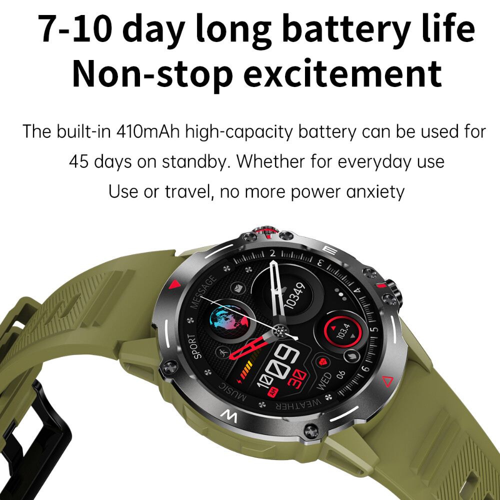 2025 Military AMOLED Smart Watch Bluetooth Call NFC Rugged Sport Fitness Tracker