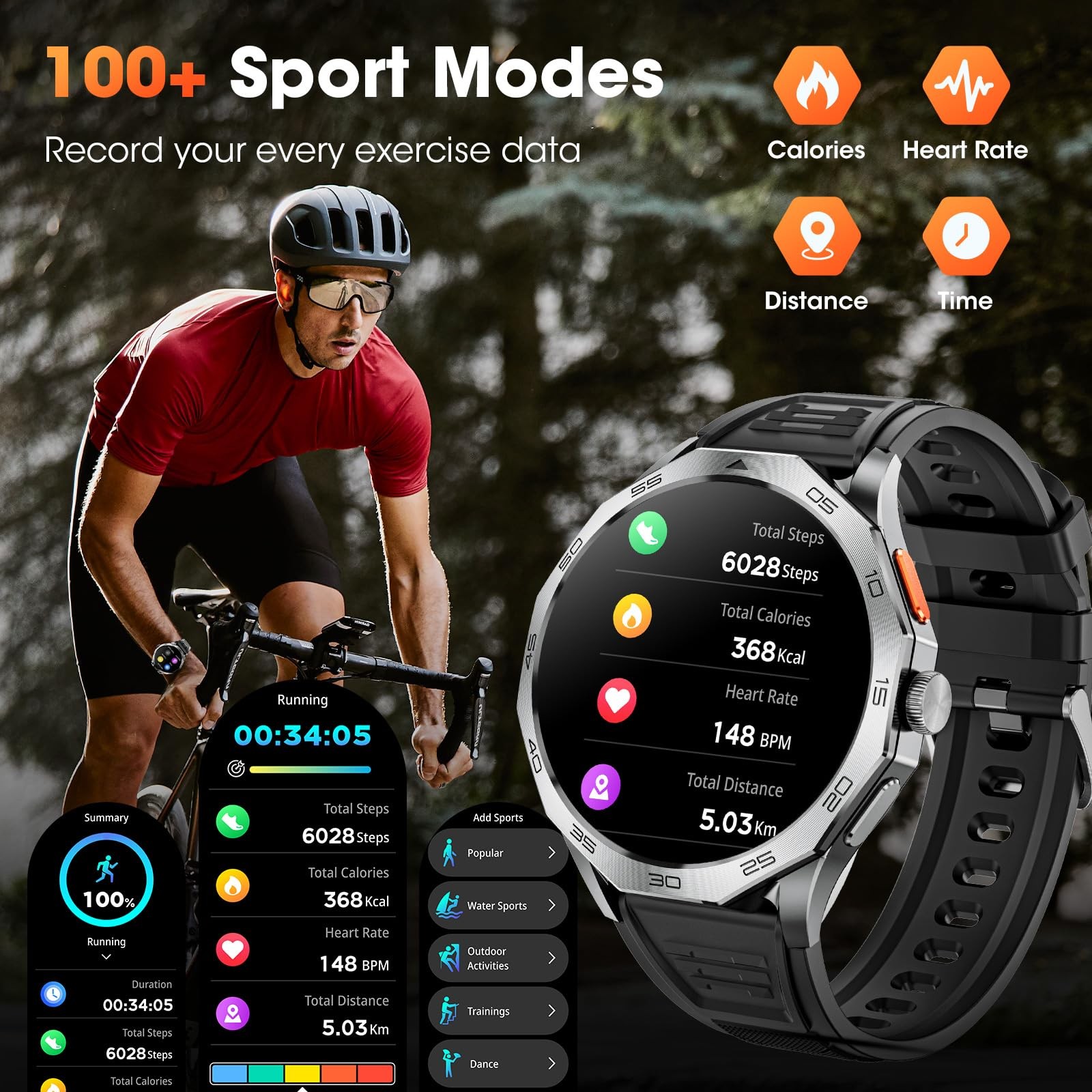 Mingtawn Military Smart Watch Men 1.85″ HD Ultra Screen Touch Screen 710mAh