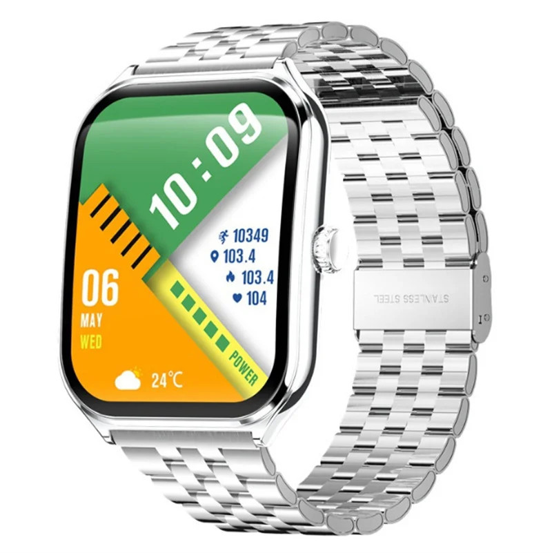 Fashion Smart Watch Ultra-Slim 1.96Inch Amoled Curved Screen Men BT Calling Heal