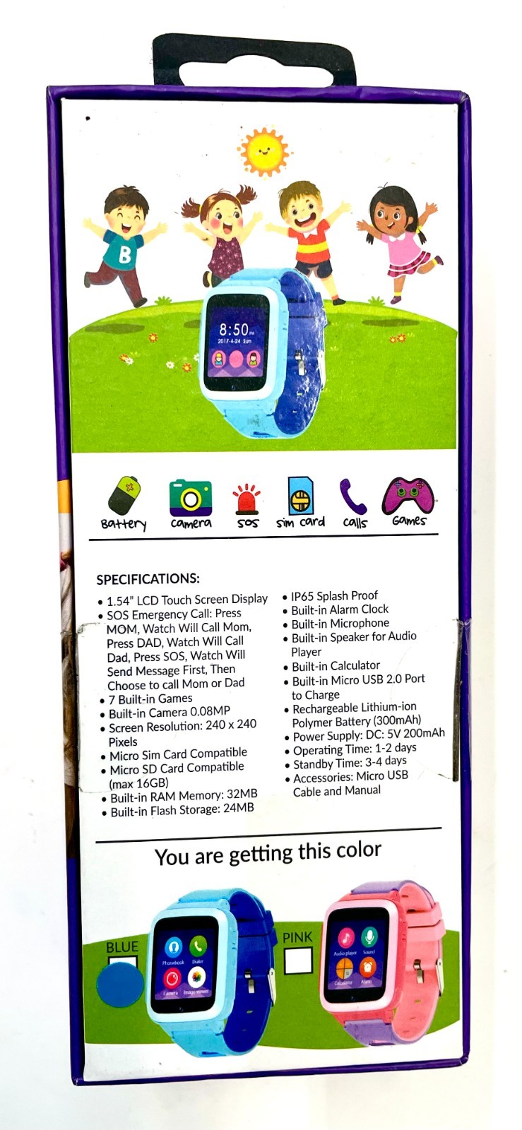 Supersonic Smart Watch Sc-760KSW for fun & kids safe. Blue color.