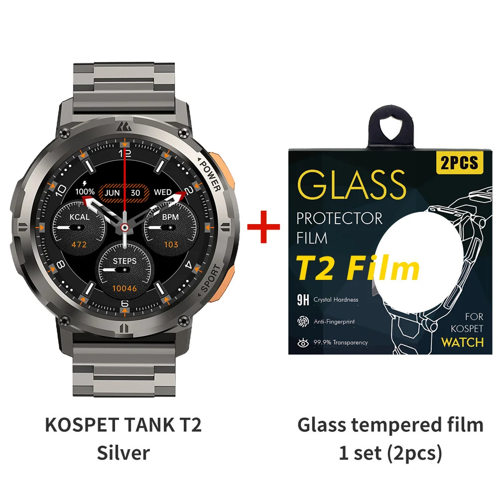 KOSPET TANK T2 Smartwatch AMOLED GPS Call 5ATM AOD Fitness Tracker