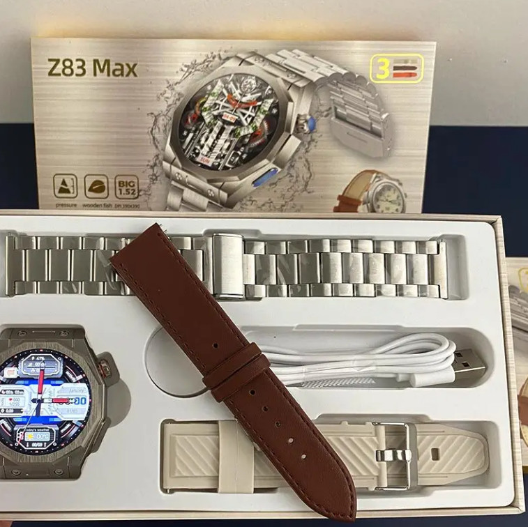 Z83 Max Smart Watch with 3 straps BT 5.3 1.52 inch amoled round screen NFC Ip68