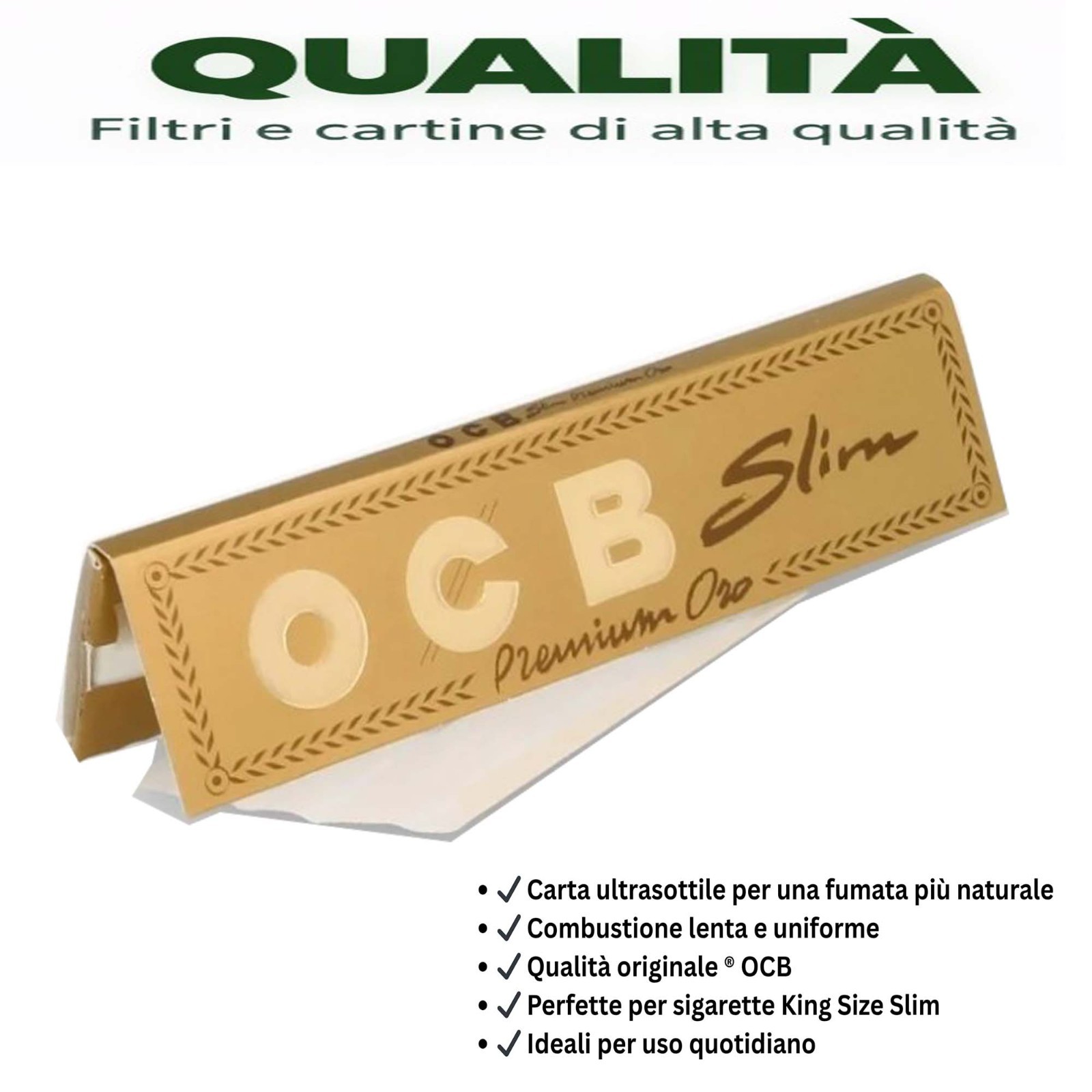 Cartine OCB Gold Premium King Size Slim Lunghe 50 Libretti Scatola Originale