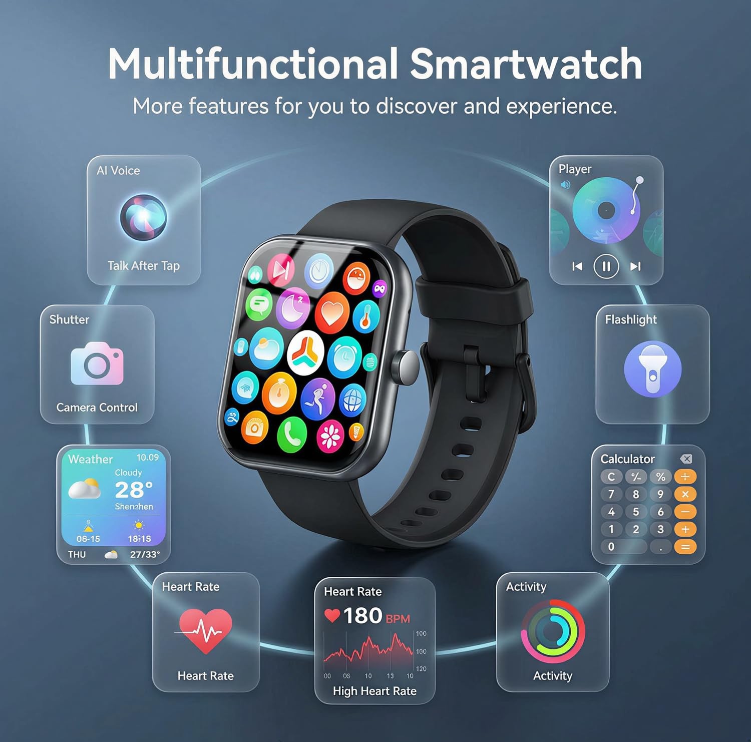 Smart Watch for Men Women (Answer/Make Call), 1.83″ HD Touchscreen Fitness Tr…