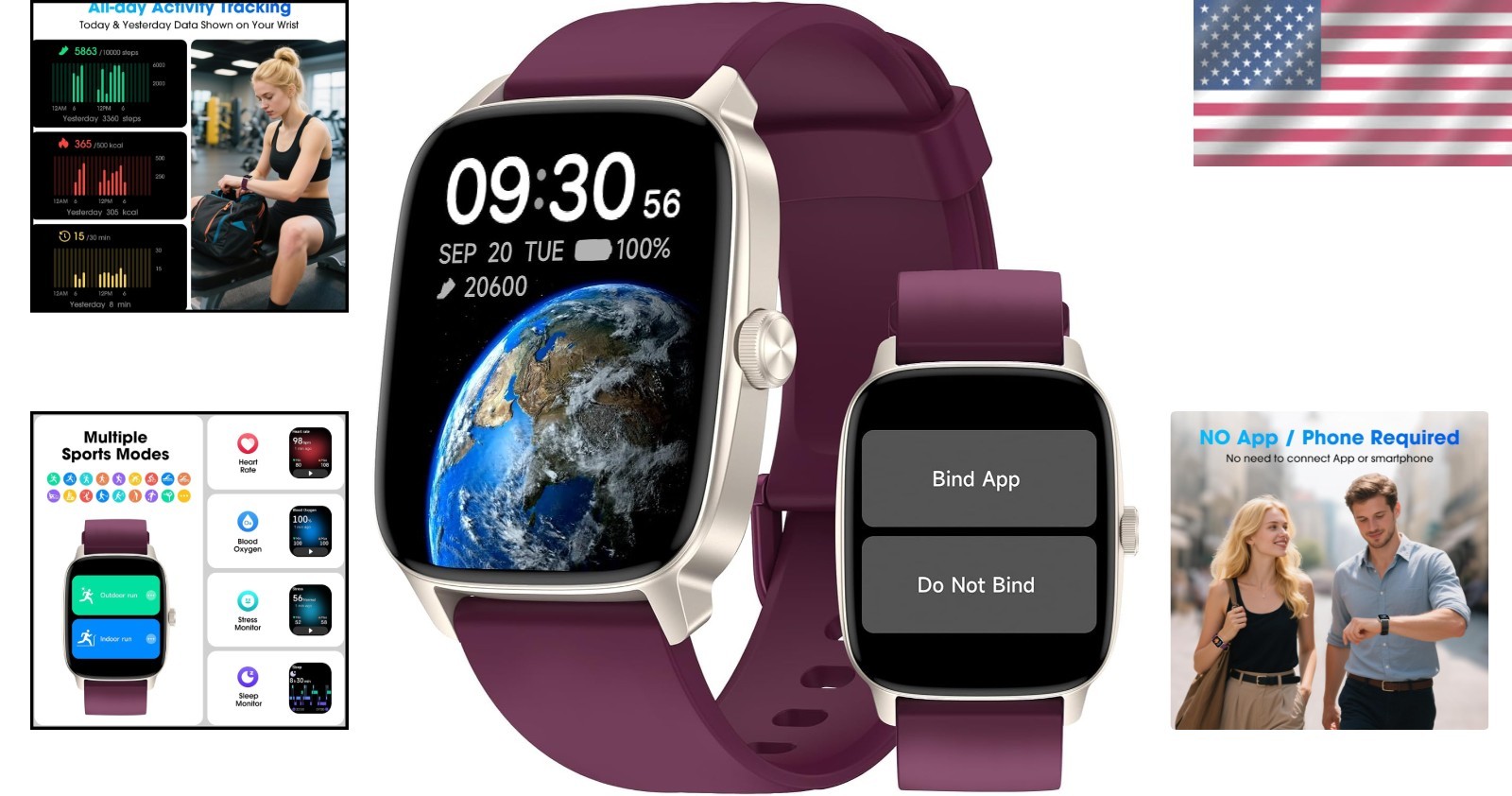 Bluetooth Pedometer Watch | Heart Rate, Blood Oxygen Monitor