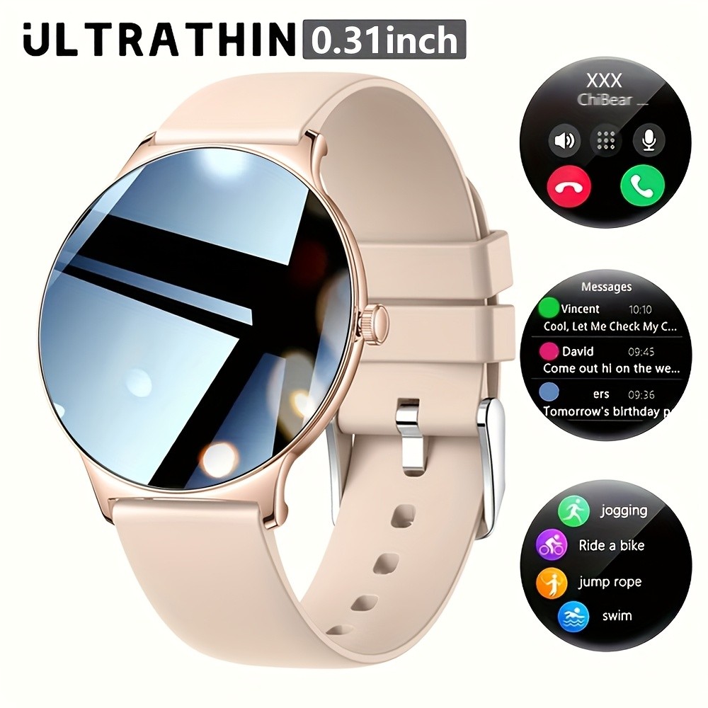1.42″ Slim Smartwatch, Wrist Calls, Sports Modes, Waterproof, Health App