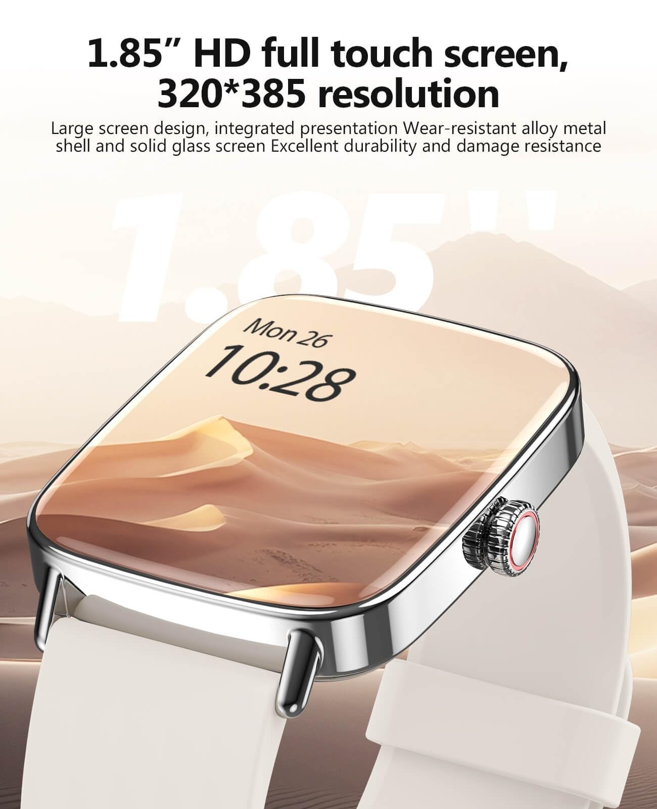 SOUYIE Smart Watches Women Men, 1.85″ AI Voice Smartwatch, 24/7 Heart Rate