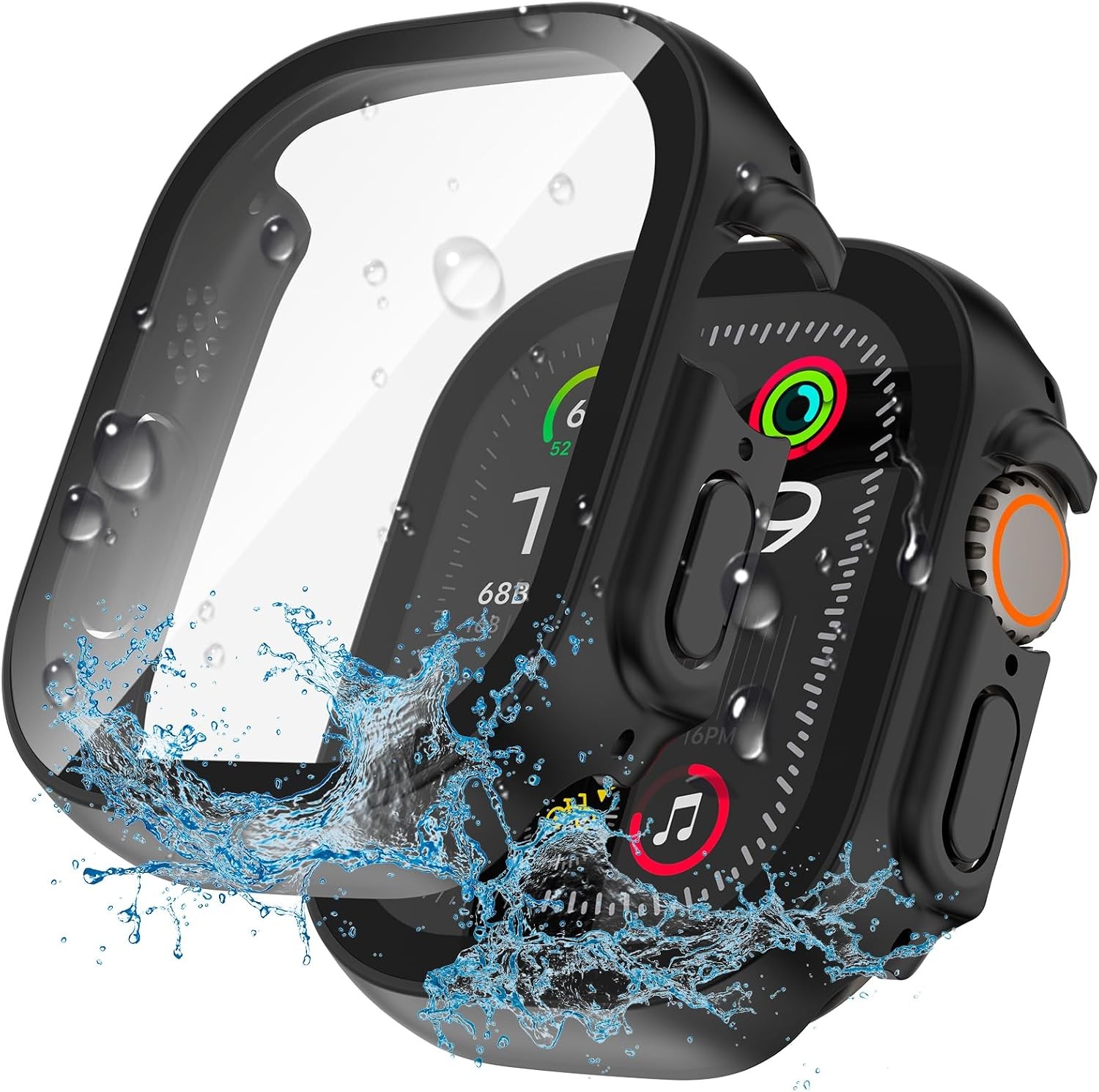 2 in 1 Waterproof Case for Apple Watch Ultra 49mm with Tempered Glass Screen Pro