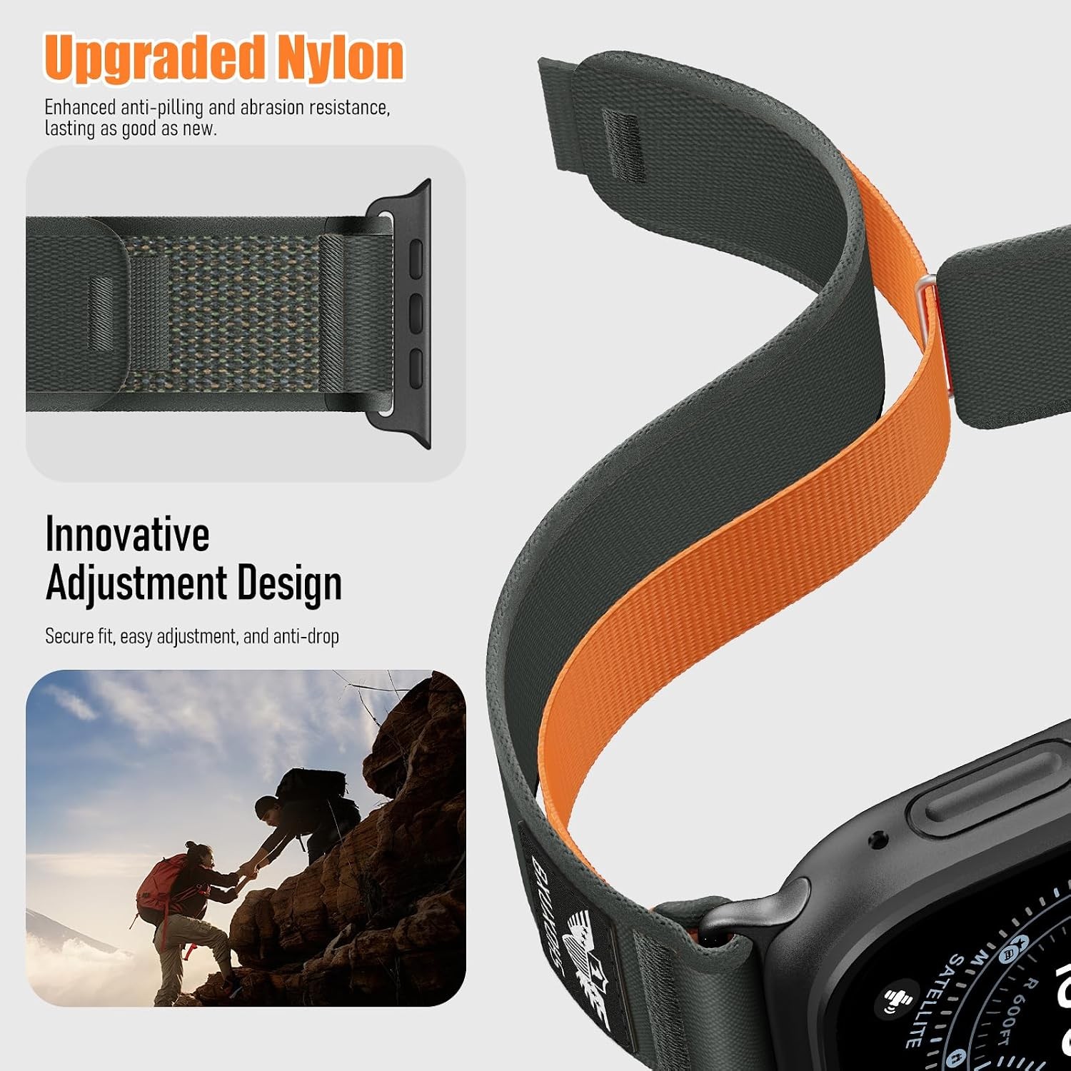 Nylon Loop Strap for Apple Watch Ultra 49mm 46mm 45mm 44mm 42mm, Breathable