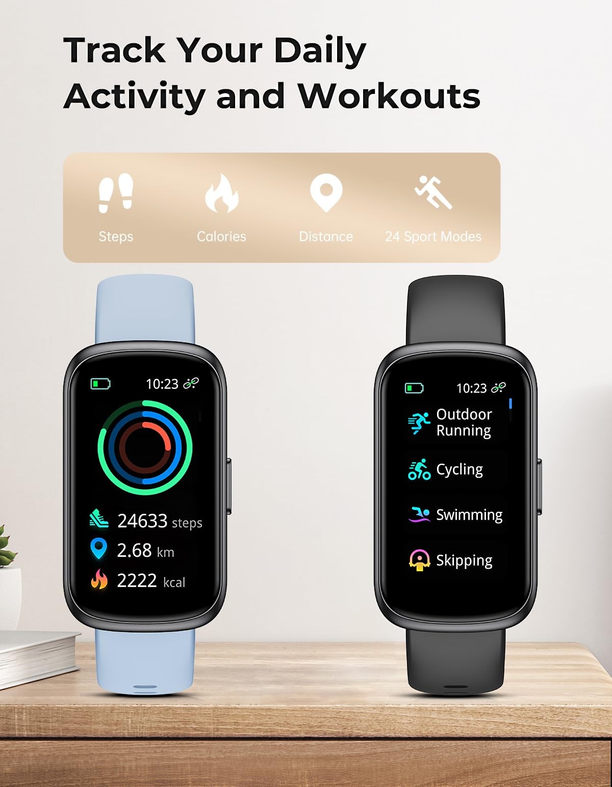 Fitness Tracker with 24/7 Heart Rate Monitor, Sleep Tracker – 3 ATM Waterproo…