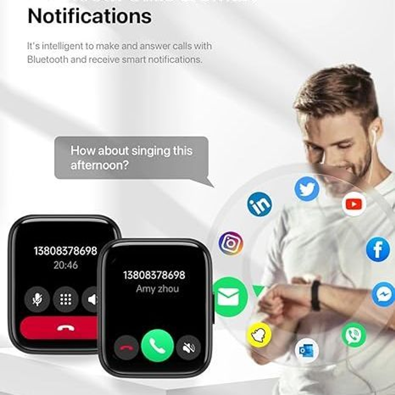Smart Watch Answer/Make Calls/Quick Reply/AI Voice Assistant, 1.83″ for Android